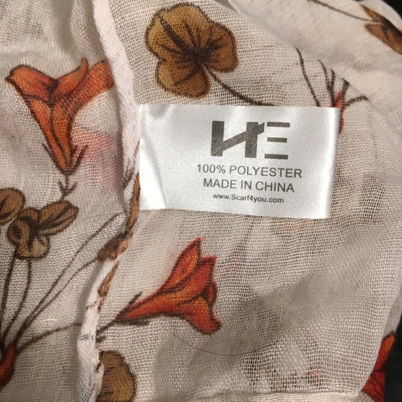 Infinity Scarf Orange Brown Retro Print Floral - Picture 6 of 7